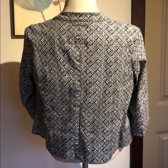 Talbots 3/4 sleeve jacket; brown/white: size 14 - Picture 2 of 7